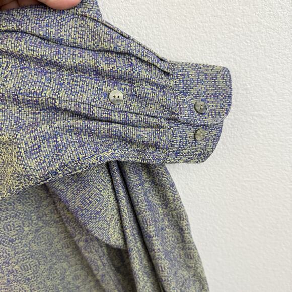 Jhane Barnes Button Down Shirt Men L Purple Pattern Japanese Woven Fabric Vtg - Picture 10 of 16